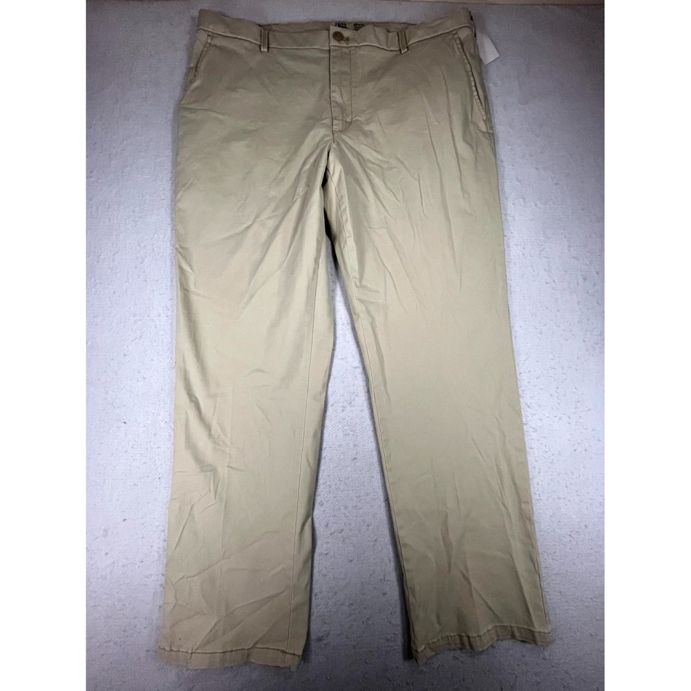 IZOD Saltwater Chino Pants Mens 38x30 Khaki Stretch Flat Front Straight Fit